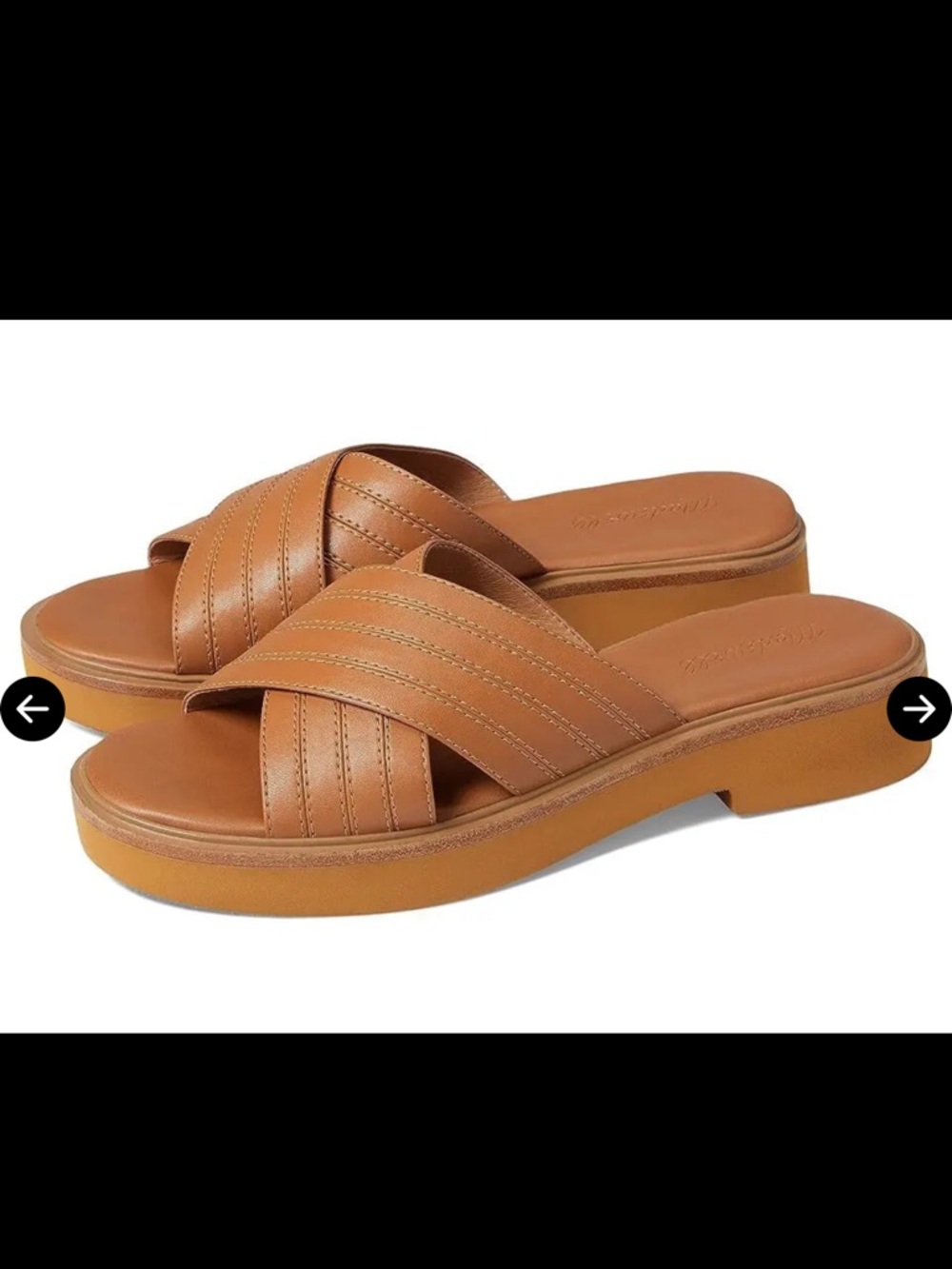 Madewell Cognac Tan Crossover Slide Sandals